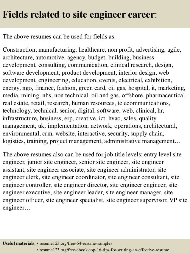 junior site engineer resume