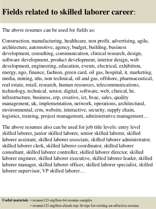 laborer sample resumes