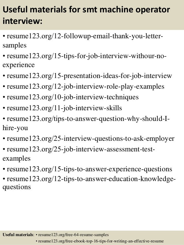 sample resume machine operator