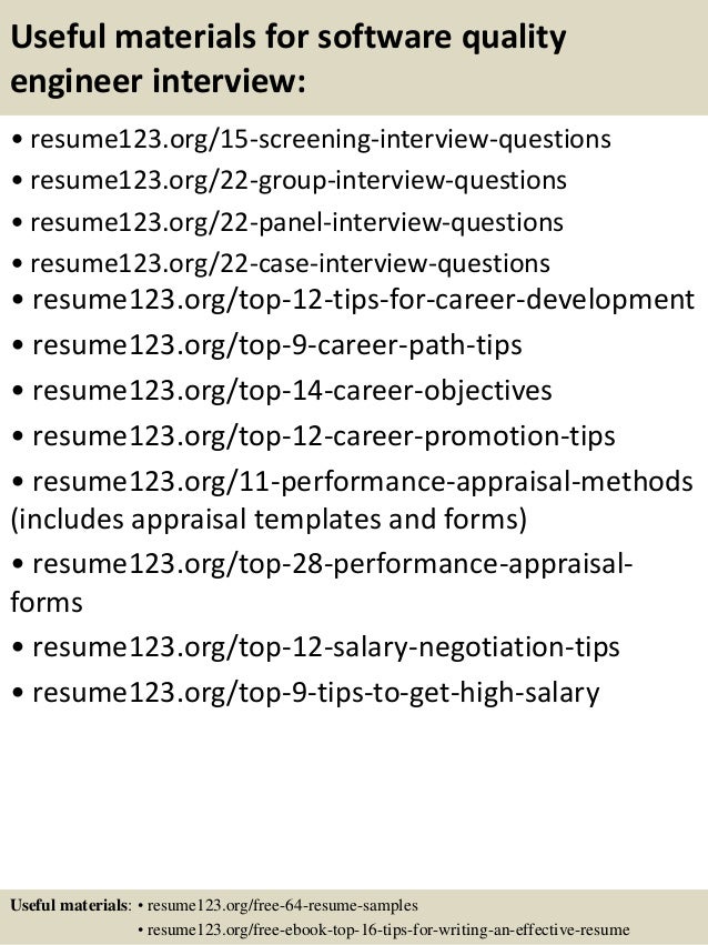 quality engineer sample resumes