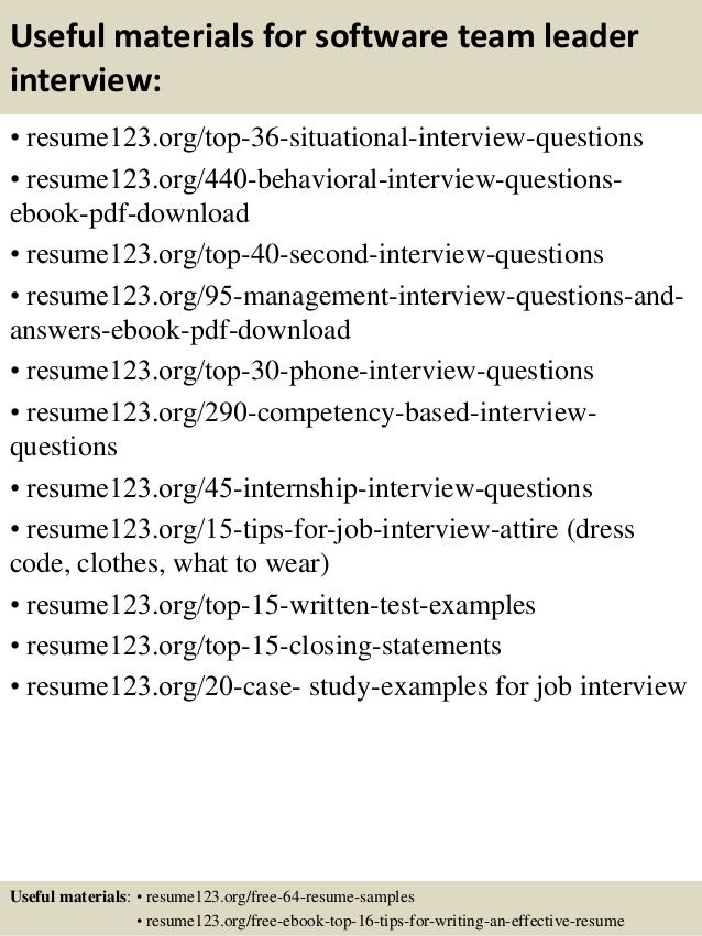 Team lead resume example