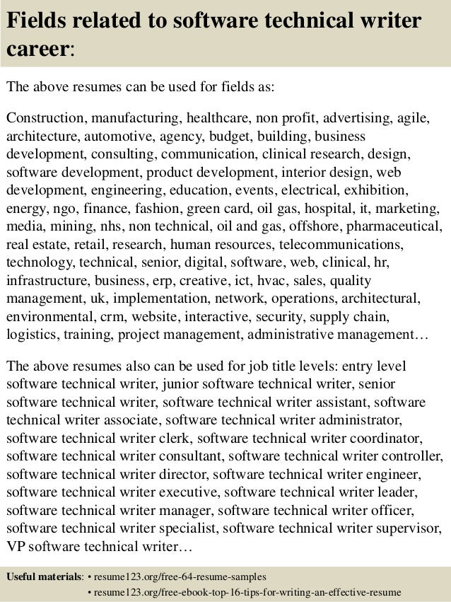 technical writer sample resumes