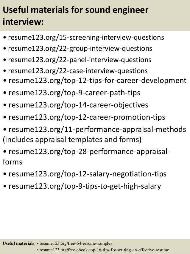 sound engineer resume samples
