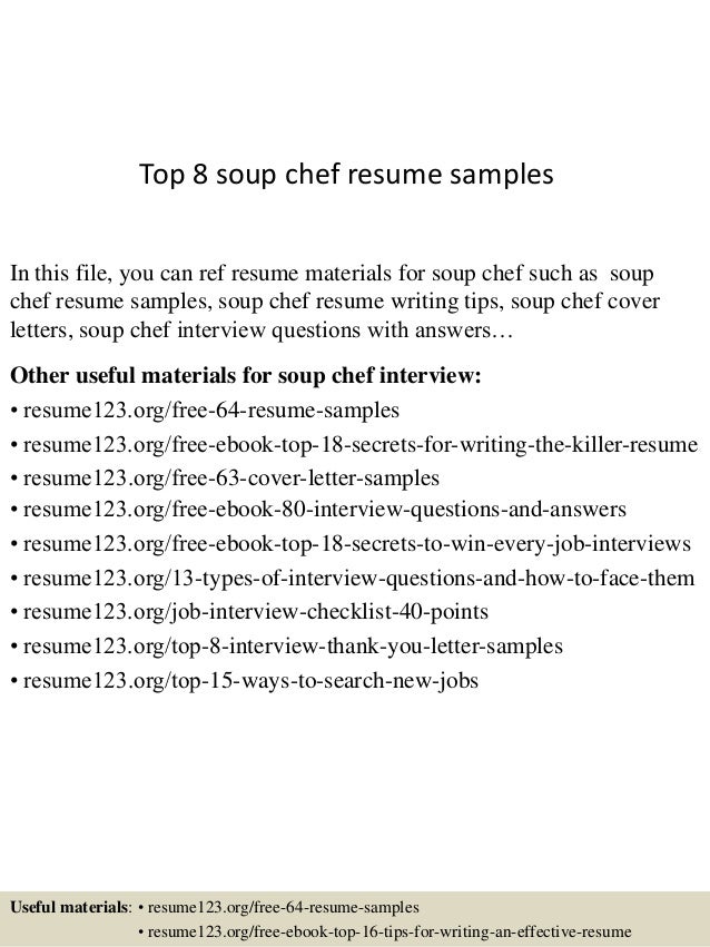 Top 8 soup chef resume samples