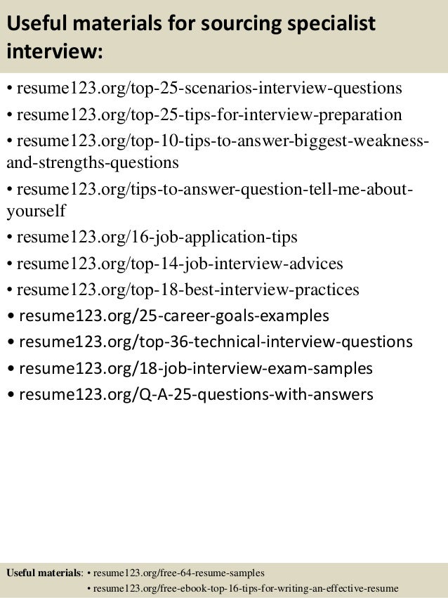 Sourcing specialist resume examples