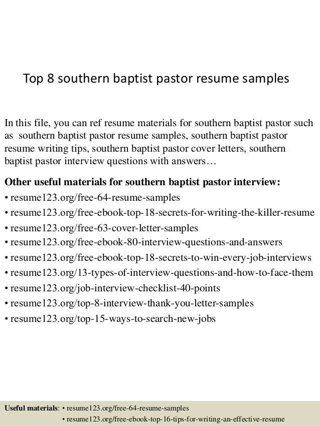 top 8 southern baptist pastor resume samples pastor resume samples