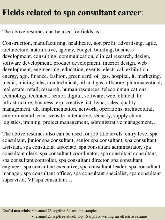 spa resume sample