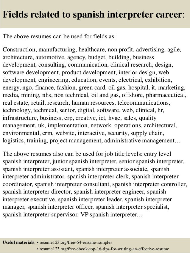 top 8 spanish interpreter resume samples management objectives for resume