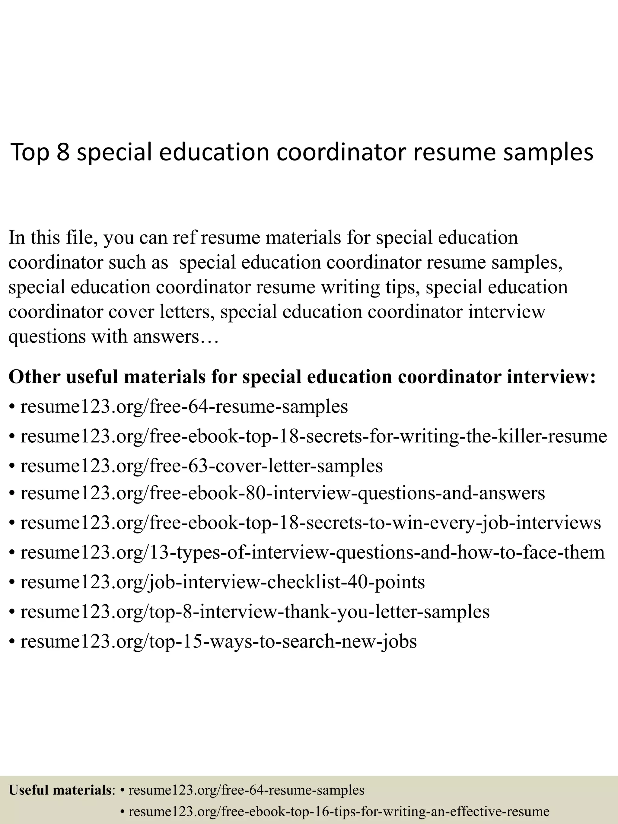 Top Special Education Coordinator Interview Tips PDF
