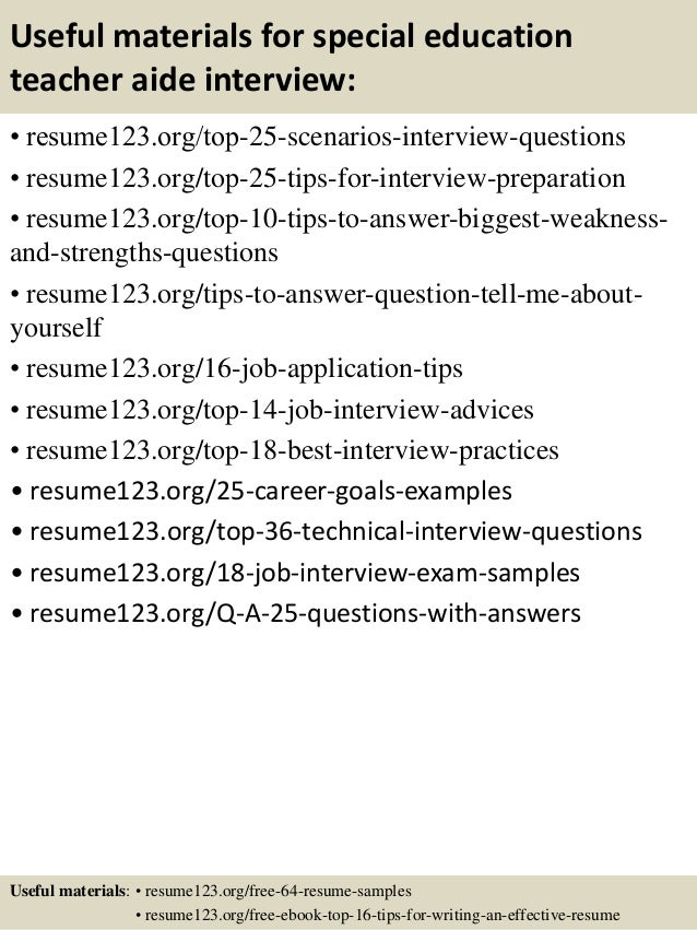 special education teacher assistant resume