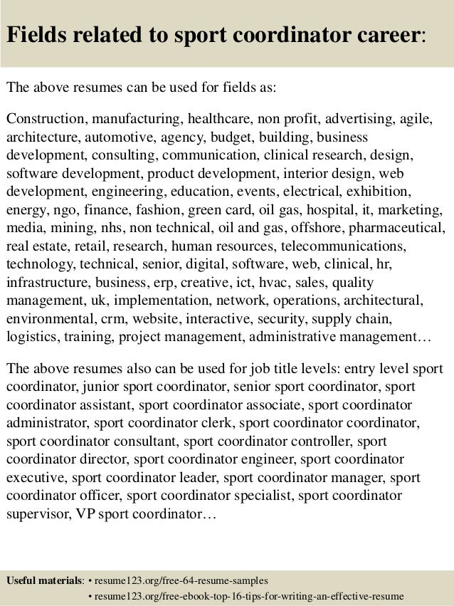 Top 8 sport coordinator resume samples