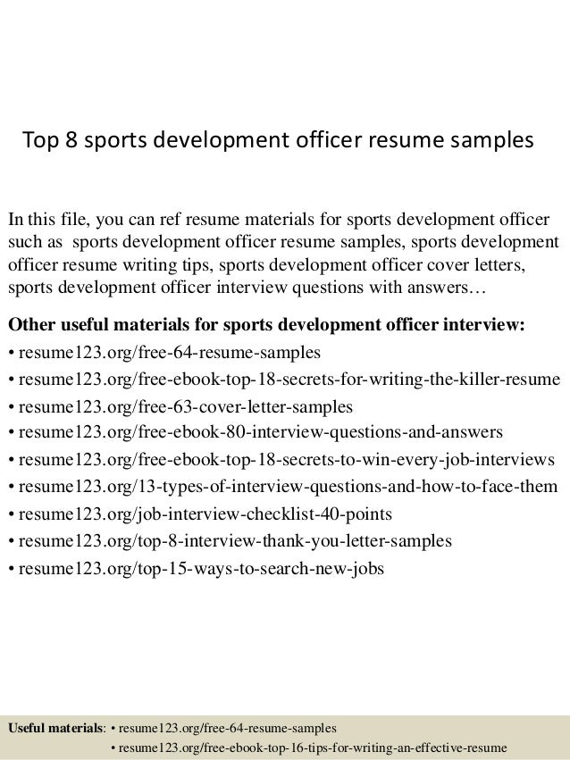 top 8 sports development officer resume samples development resume