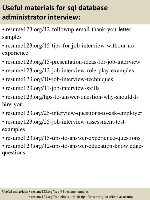 database admin resumes