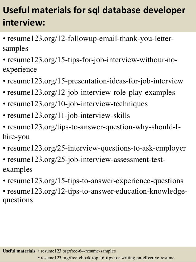 Database developer sample resume