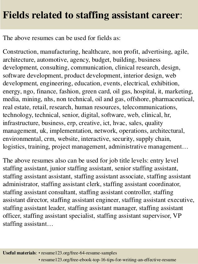 Staffing assistant sample resume