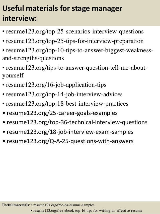 stage manager resume templates