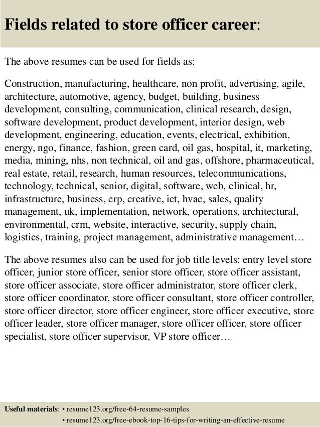 top 8 store officer resume samples top resume format