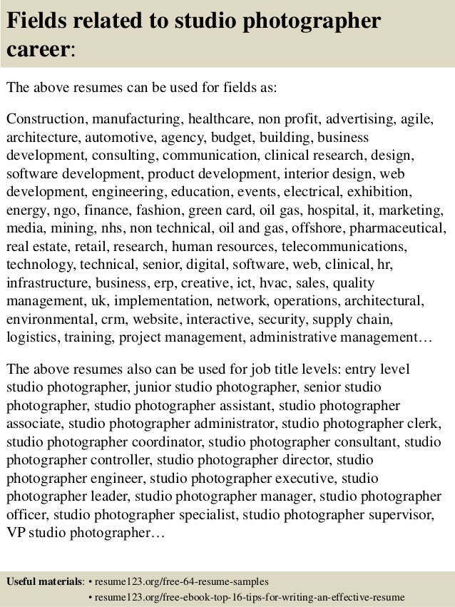 photography resume samples