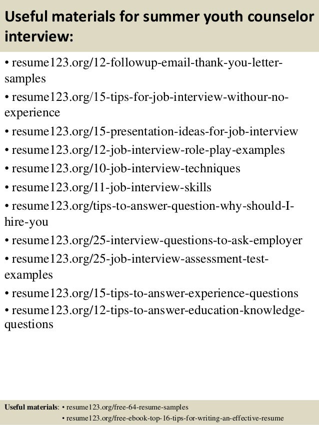 youth counselor resume