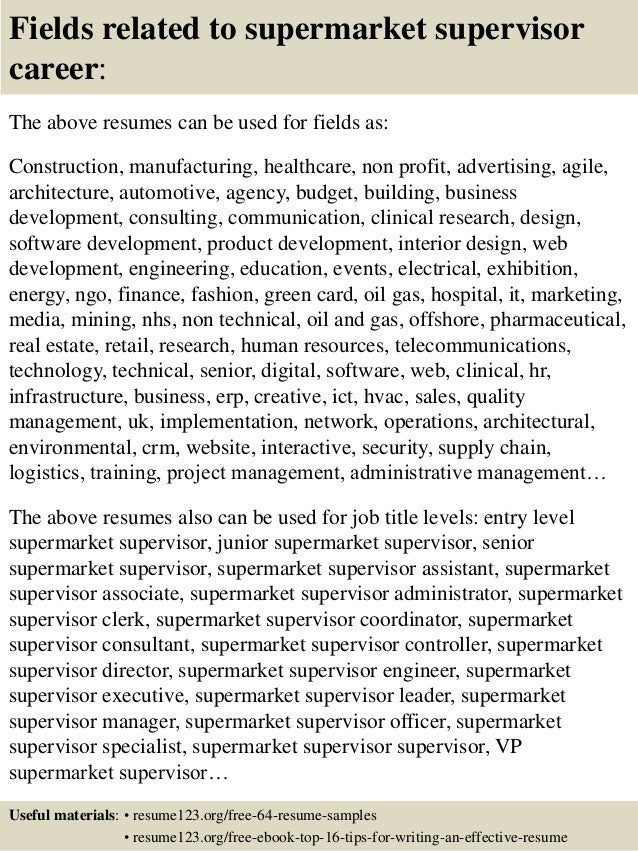 resume for supermarket
