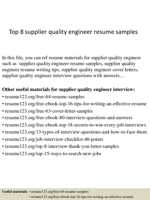 top 8 supplier quality engineer resume samples 1 638