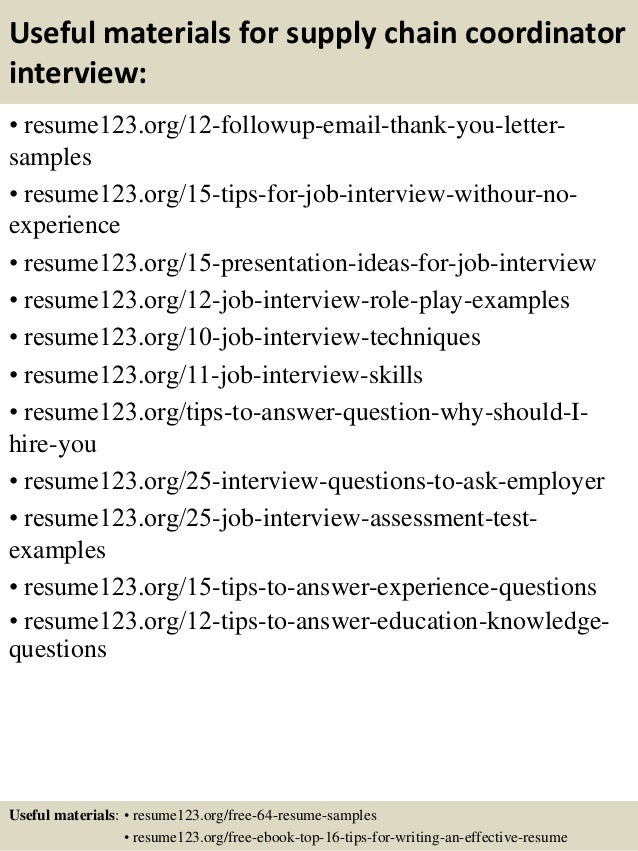 Sample resume supply chain coordinator
