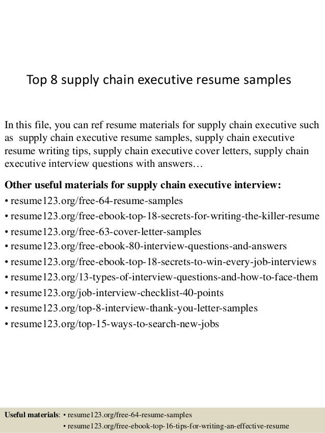top 8 supply chain executive resume samples executive resume