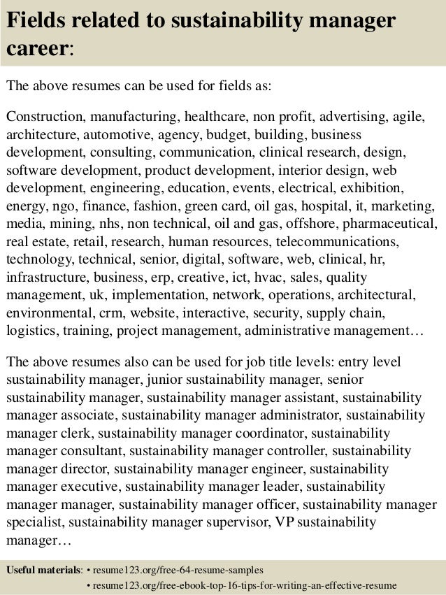 Top 8 Sustainability Manager Resume Samples