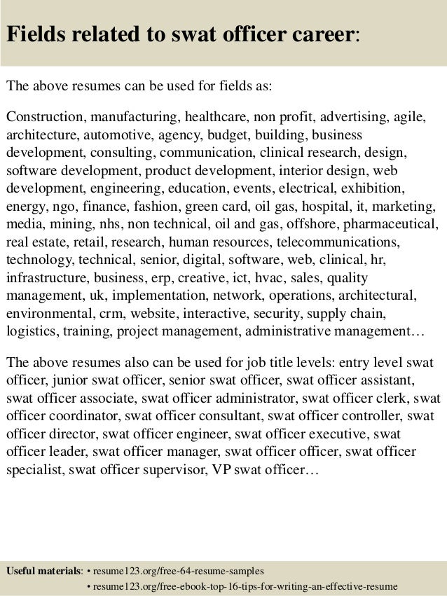 top 8 swat officer resume samples