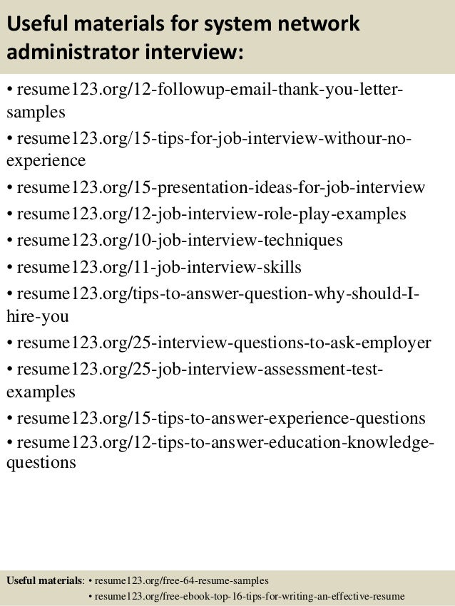 Entry level network admin resume sample