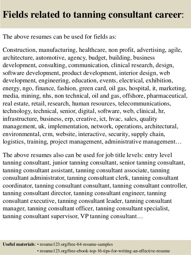 top 8 tanning consultant resume samples tanning consultant job description