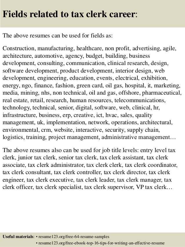 Top 8 Tax Clerk Resume Samples