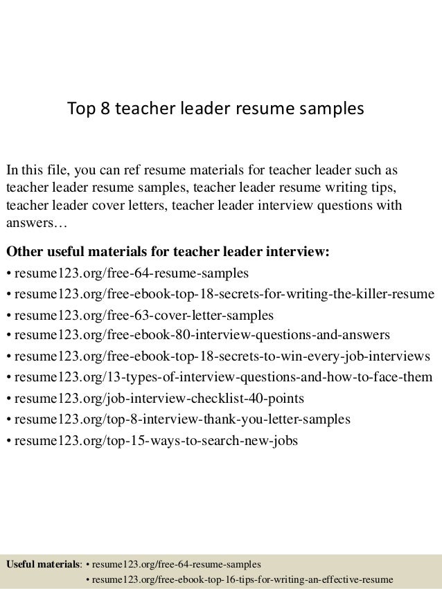 teacher leadership resume examples
