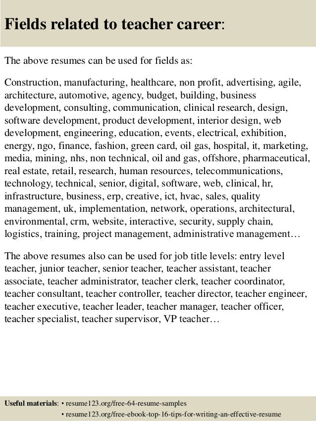 resume for assistant teacher