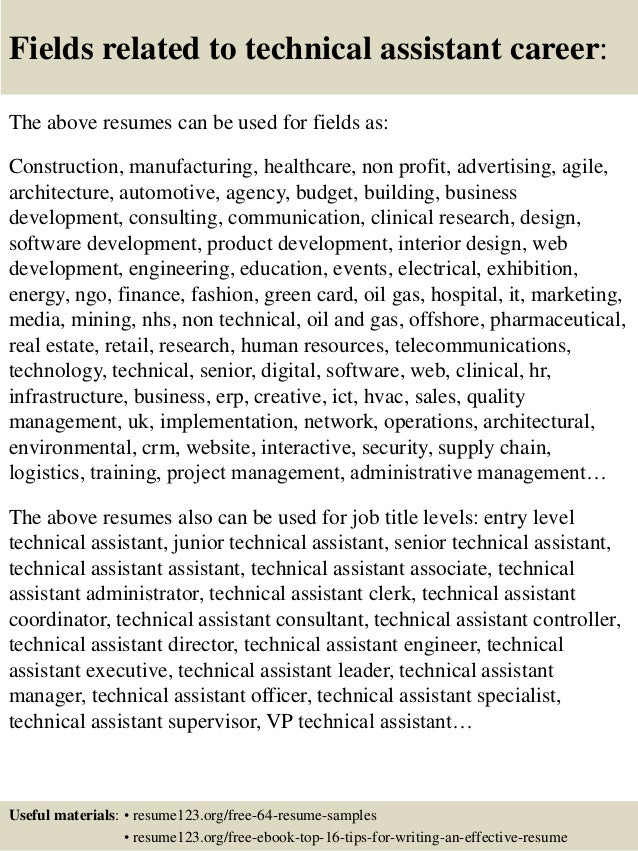 resume sample for technical jobs