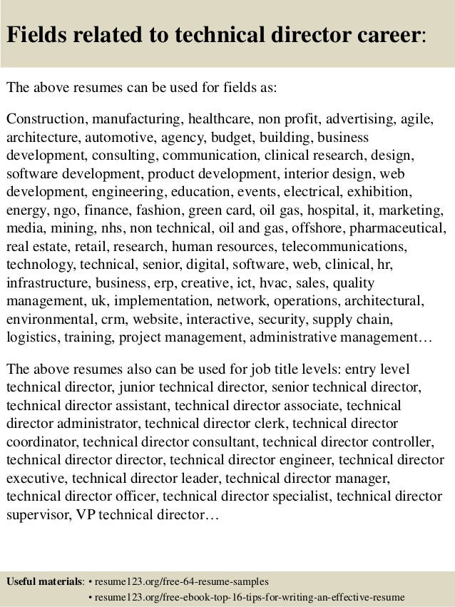 top 8 technical director resume samples