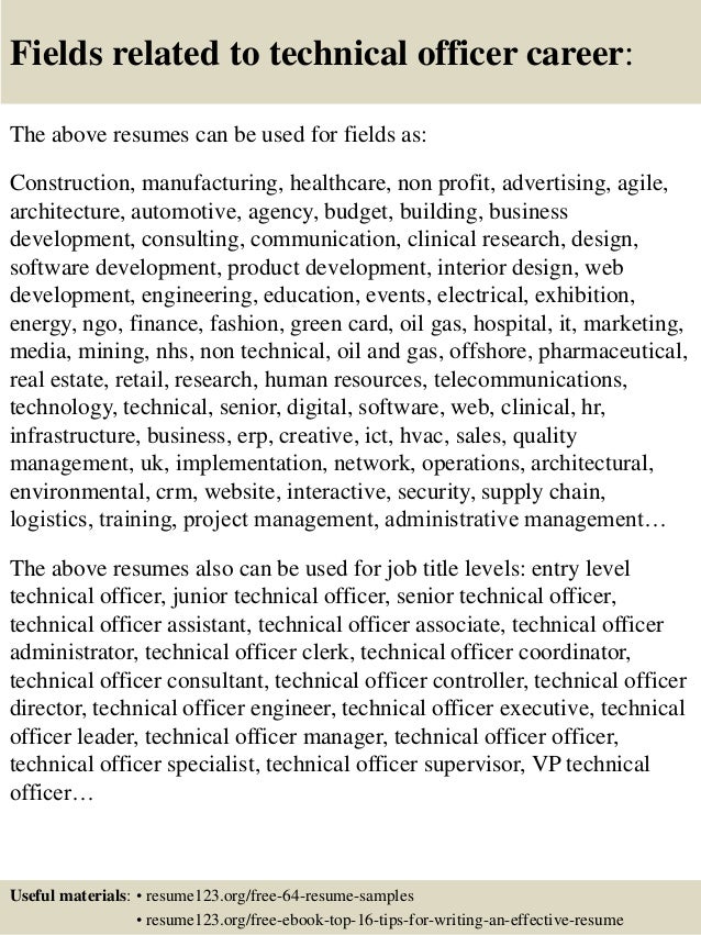 top 8 technical officer resume samples technical director resumes
