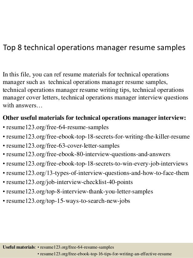 Top 8 technical operations manager resume samples Top 8 technical operations manager resume samples