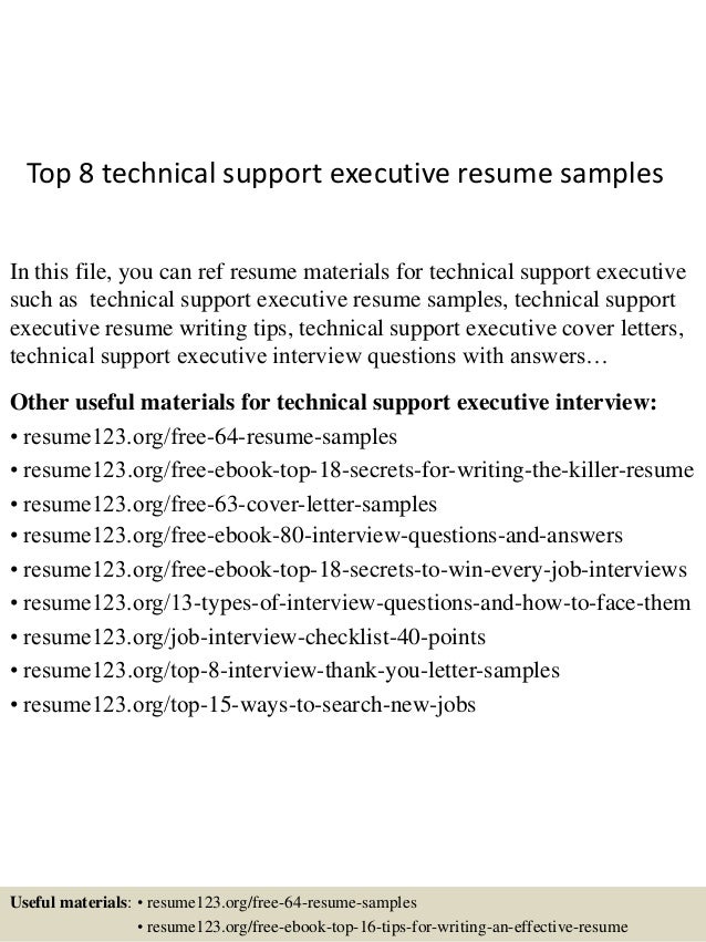 technical support executive resumes