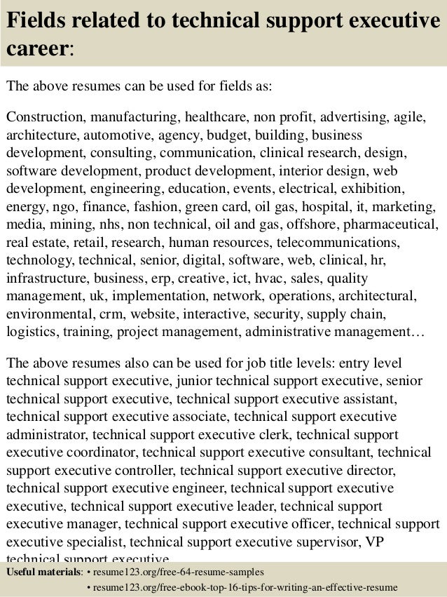 technical support executive resumes