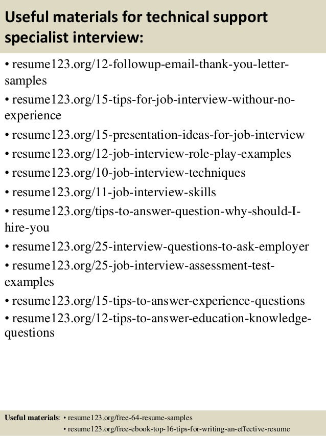 Resume technical support sample