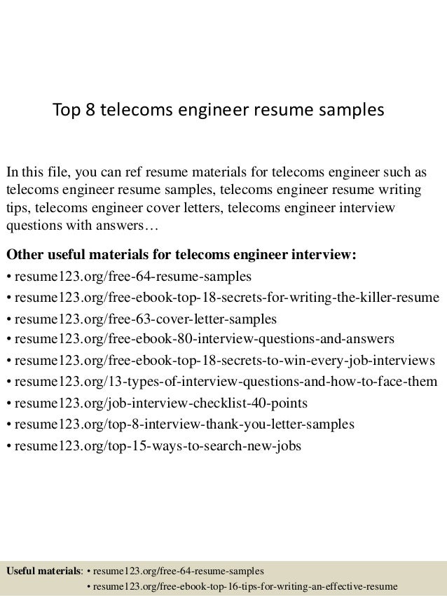 Telecommunications resume template