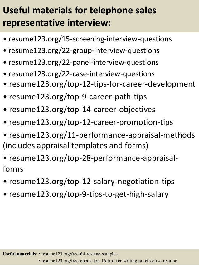 telephone sales representative resume samples