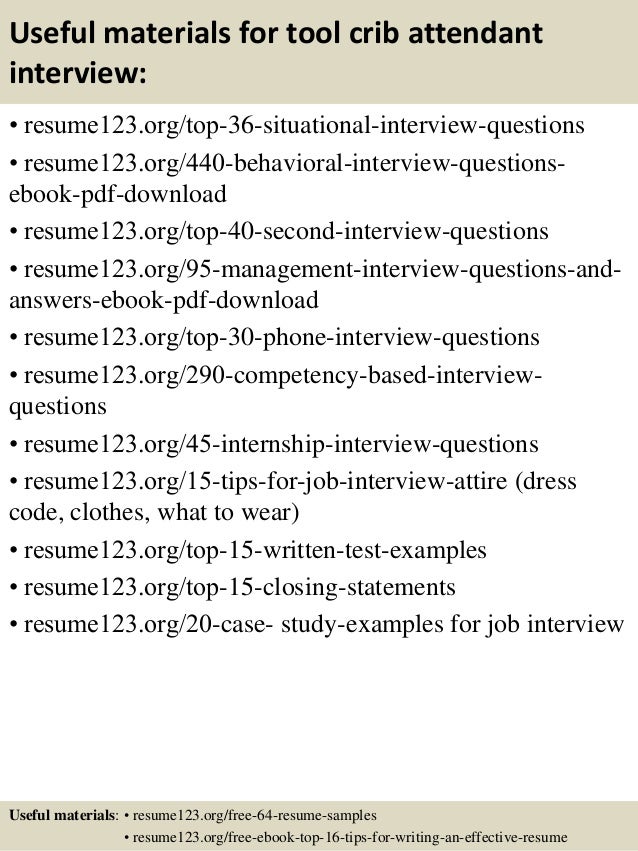 Top 8 Tool Crib Attendant Resume Samples