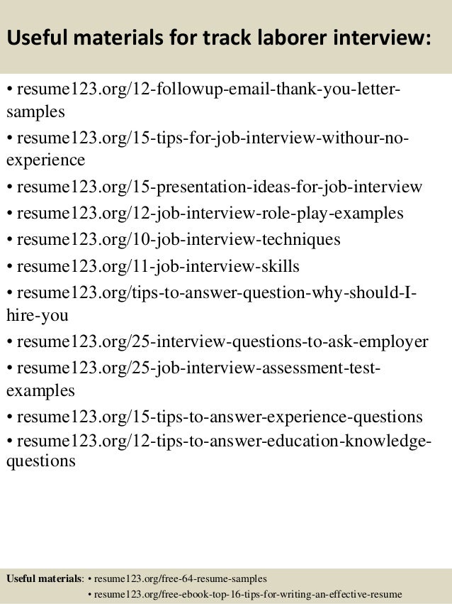 top 8 track laborer resume samples