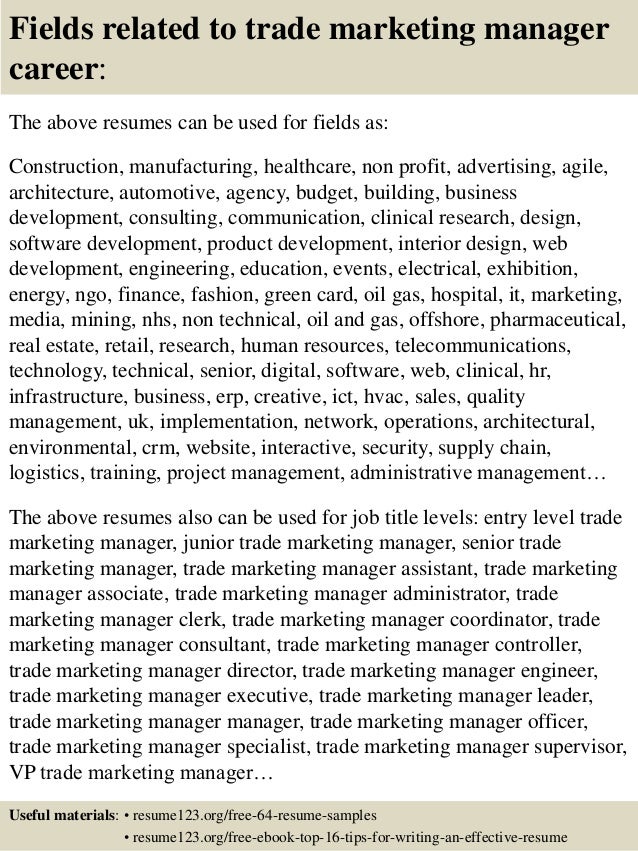 top 8 trade marketing manager resume samples