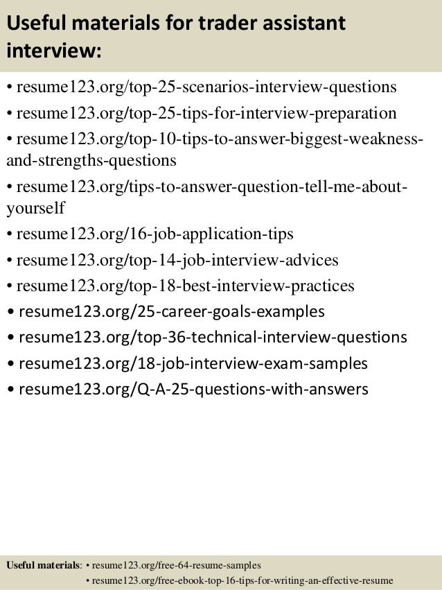 top 8 trader assistant resume samples