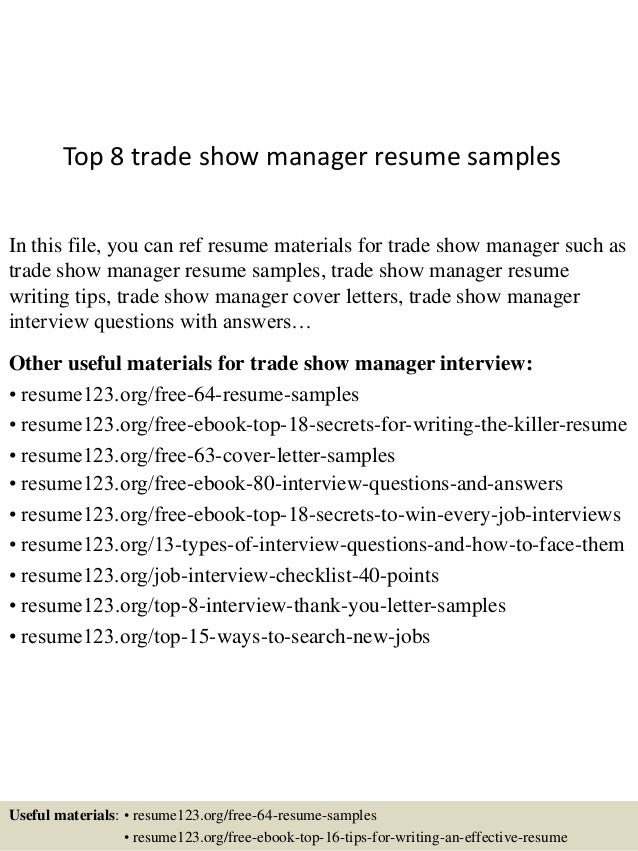 Resume trade show manager