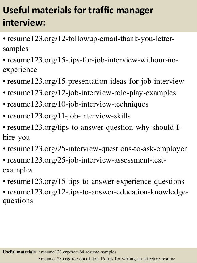 traffic manager resumes
