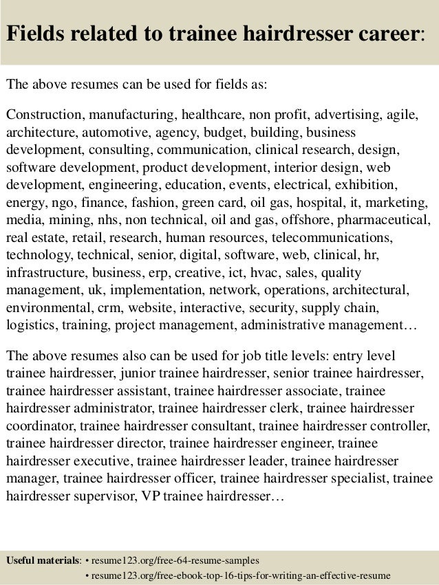hairdresser resume sample